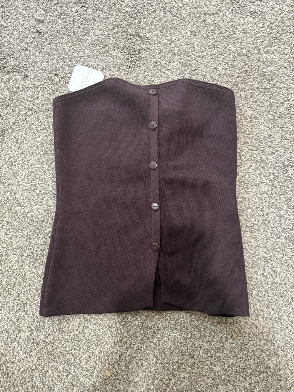 Altar'd State Strapless Button-Front Top in Deep Brown